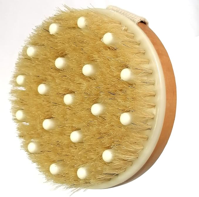Dry Body Brush – Natural Bristle Exfoliator for Lymphatic Drainage, Cellulite, and Smooth Skin