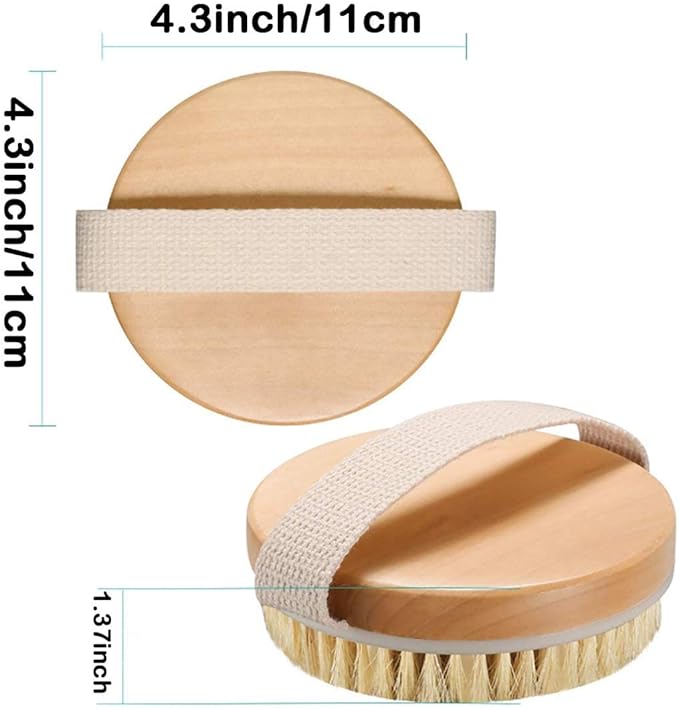 Dry Body Brush – Natural Bristle Exfoliator for Lymphatic Drainage, Cellulite, and Smooth Skin