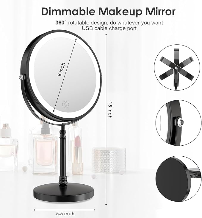 Rechargeable 10x Magnifying Makeup Mirror