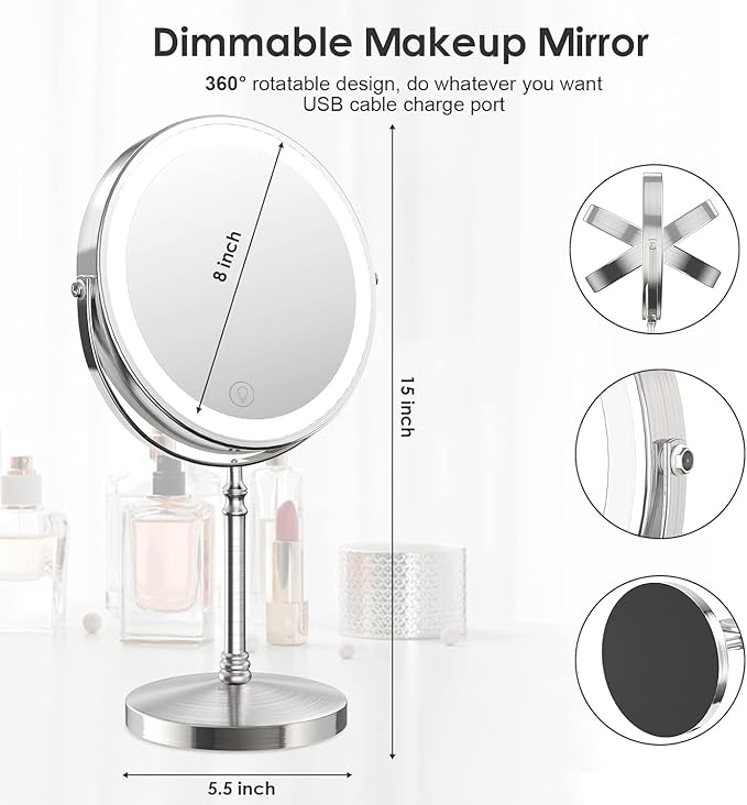 Rechargeable 10x Magnifying Makeup Mirror
