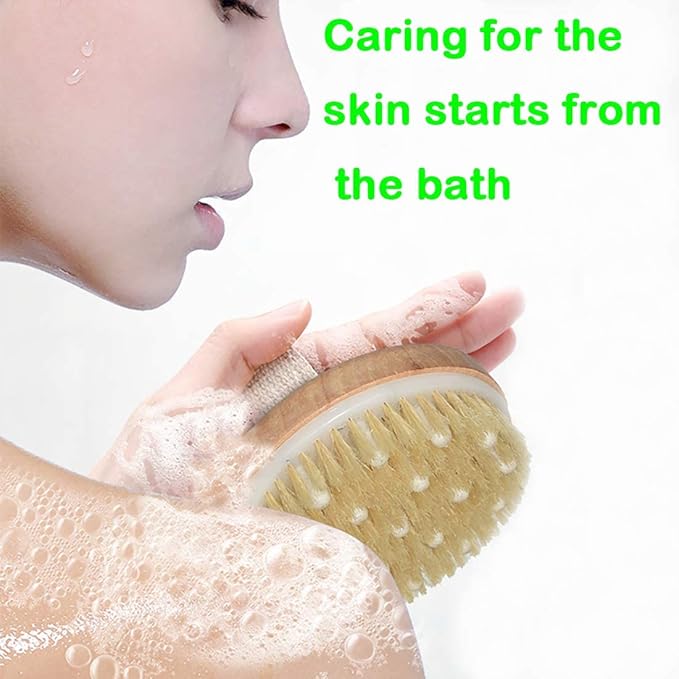 Dry Body Brush – Natural Bristle Exfoliator for Lymphatic Drainage, Cellulite, and Smooth Skin