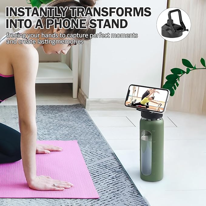 Glass Water Bottle (BPA-free, neutral tones)