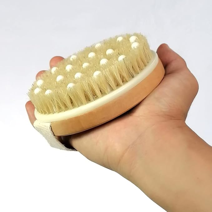 Dry Body Brush – Natural Bristle Exfoliator for Lymphatic Drainage, Cellulite, and Smooth Skin