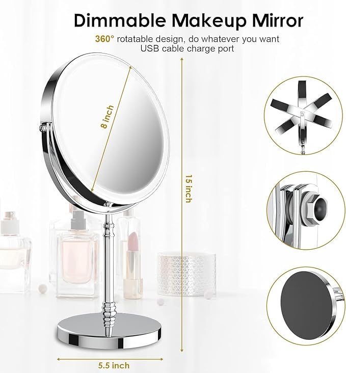 Rechargeable 10x Magnifying Makeup Mirror