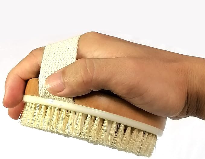 Dry Body Brush – Natural Bristle Exfoliator for Lymphatic Drainage, Cellulite, and Smooth Skin