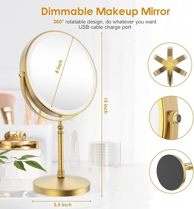 Rechargeable 10x Magnifying Makeup Mirror