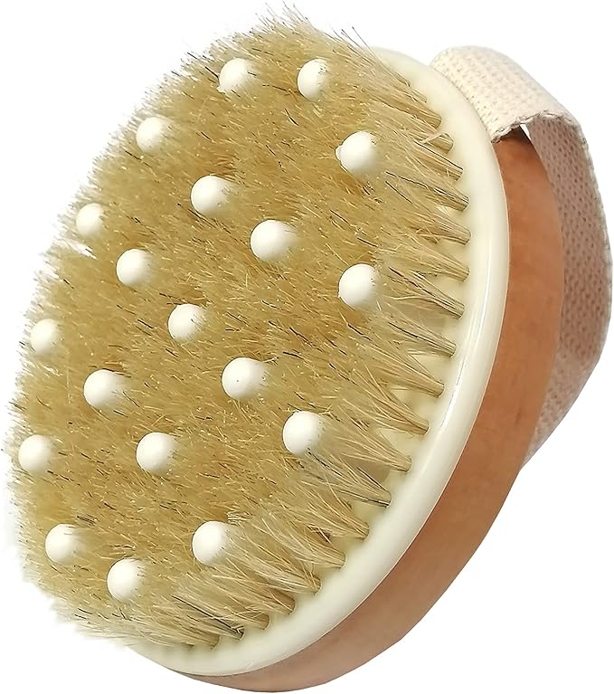 Dry Body Brush – Natural Bristle Exfoliator for Lymphatic Drainage, Cellulite, and Smooth Skin