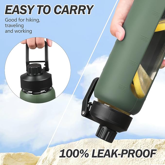 Glass Water Bottle (BPA-free, neutral tones)